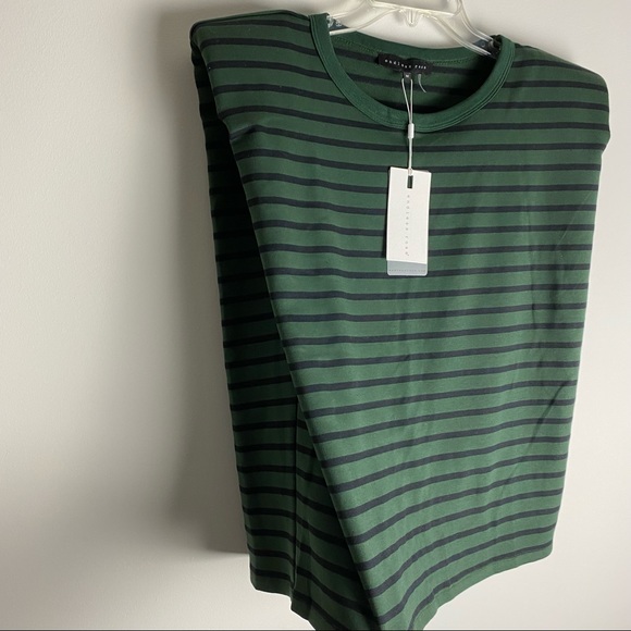 New Endless Rose Striped Green and Black Shoulder Padded Top M - Picture 4 of 12